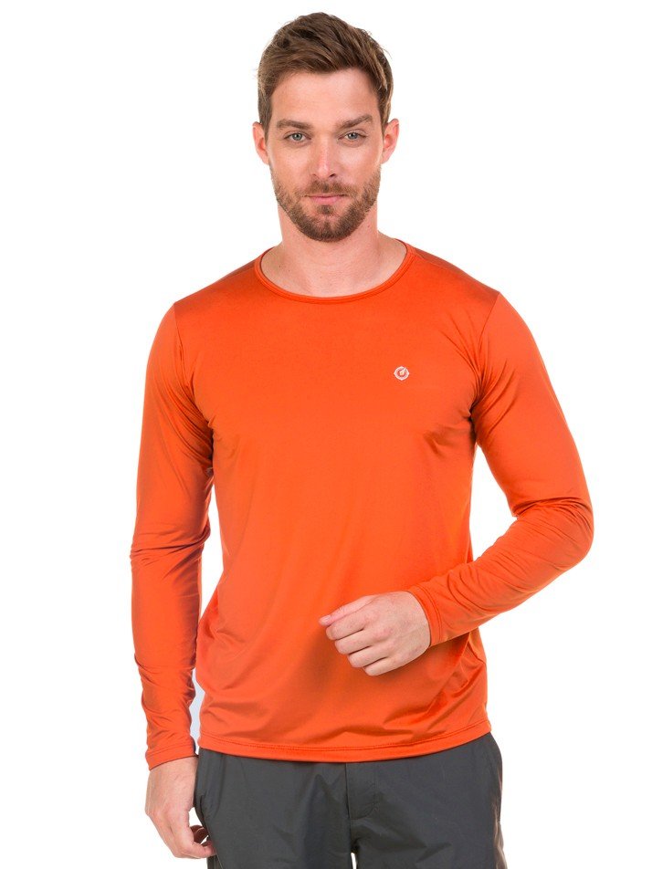 masculina t shirt longa new dry laranja fluor