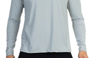camisa masculina raglan gola redonda longa dry cinza frente