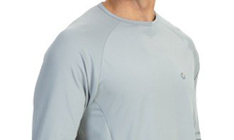 camisa masculina raglan gola redonda longa dry cinza detalhe